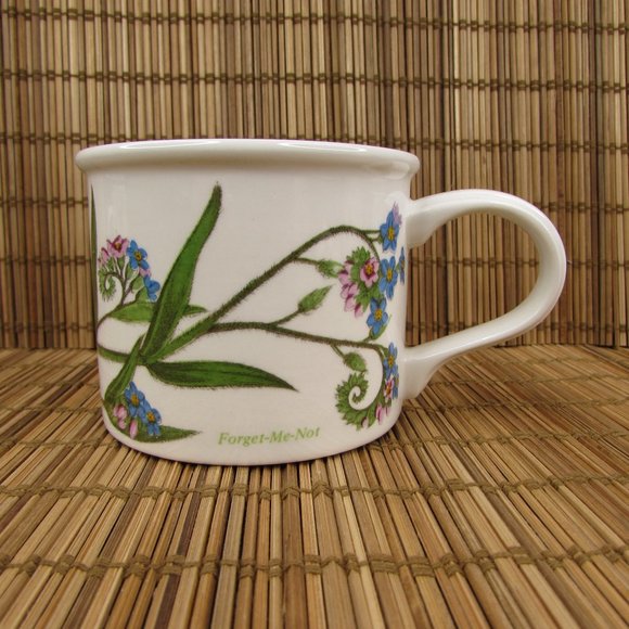 Portmeirion Botanic Garden Forget Me Not Floral Tea Coffee Drum Flat Mug - Picture 1 of 12